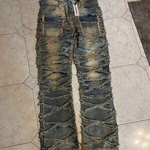Distressed Blue Men's Straight Jeans